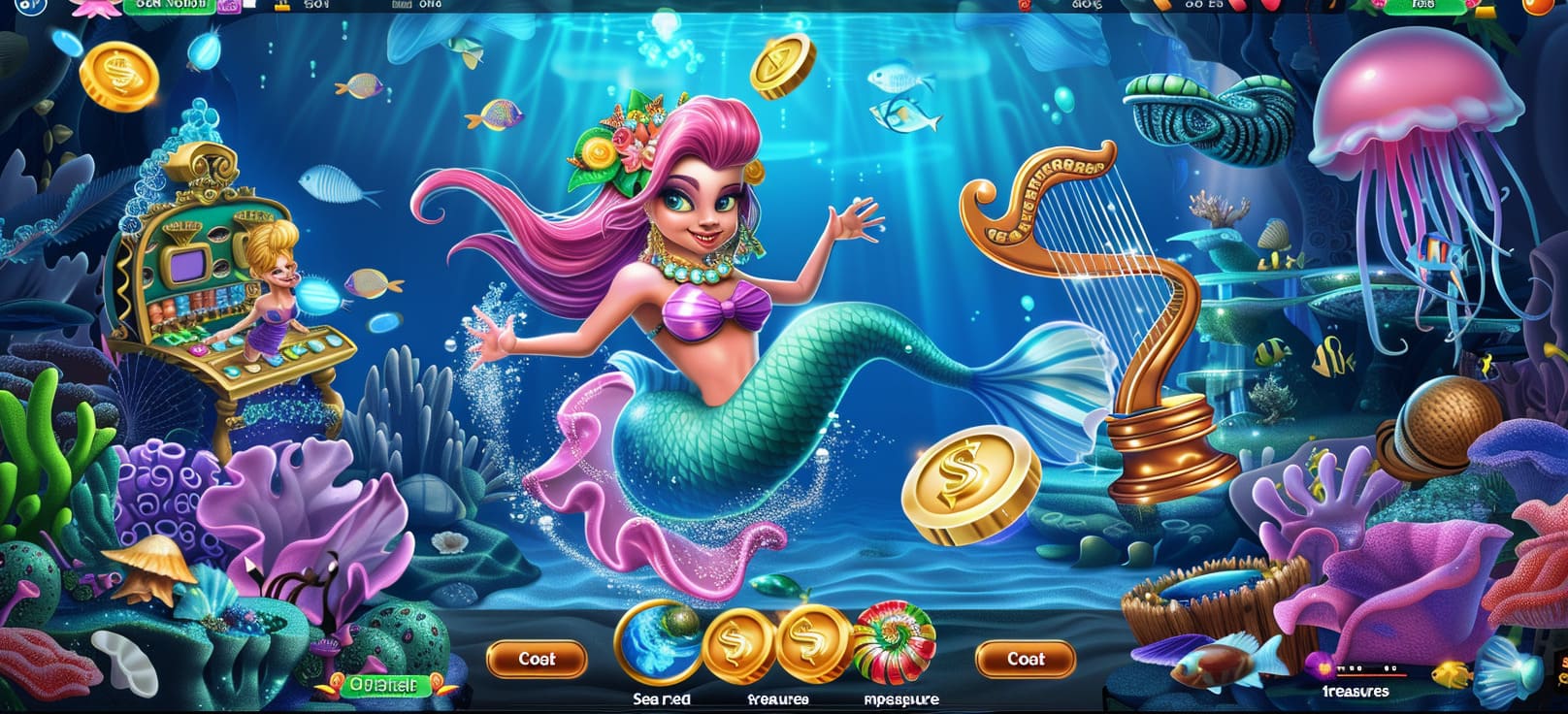 Caça-níqueis de sereia online com tesouros do mar no brgame cassino